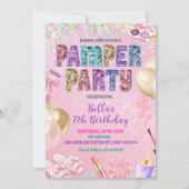 Pink Pastel Sequin Glitter Pamper Party Birthday Kaart (Voorkant)