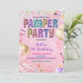 Pink Pastel Sequin Glitter Pamper Party Birthday Kaart (Staand voorkant)