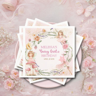 Pink Pastel Spring Garden Fairy First Birthday   Servet