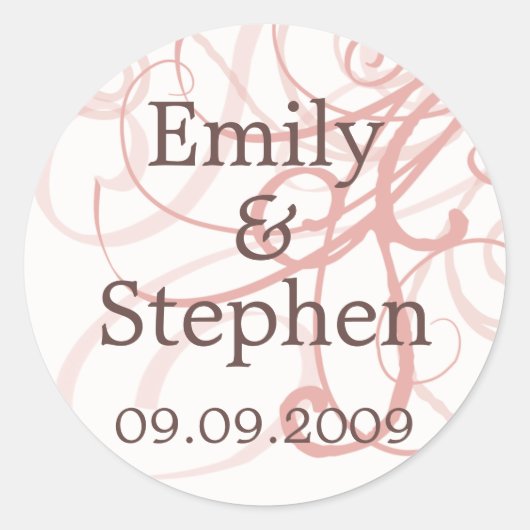 Pink Pastel Swirls · Save the Date Sticker (Voorkant)