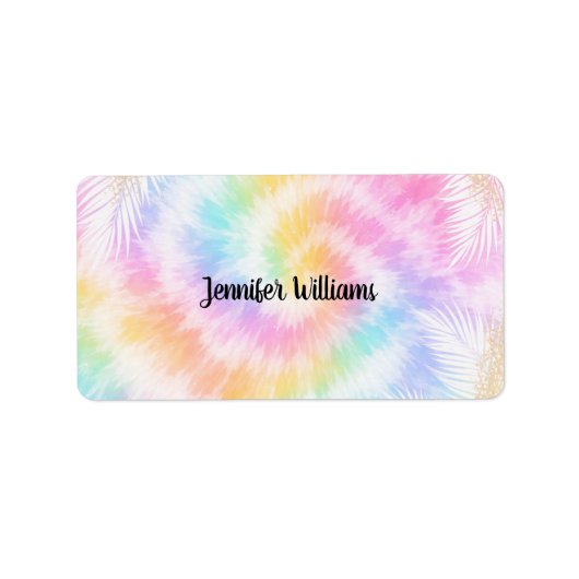 Pink Pastel Tie Dye Girly Chic                     Etiket (Voorkant)