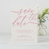 Pink Pastel Tone Script Photo Calligraphy Wedding Save The Date (Staand voorkant)