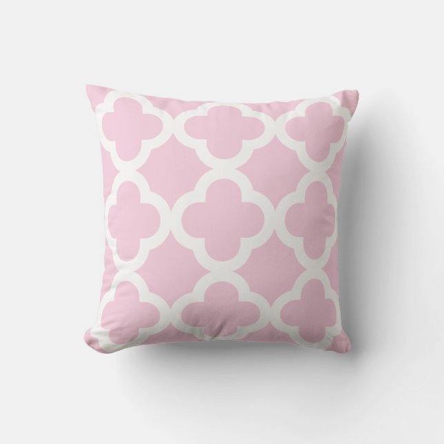 Pink Pastel Trendy Clover Patroon Kussen (Voorkant)