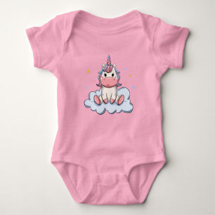 Pink Pastel Unicorn op een cloud Romper