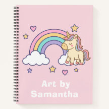 Pink Pastel Unicorn Rainbow Custom Name 
