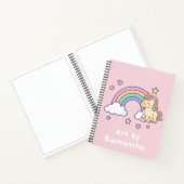 Pink Pastel Unicorn Rainbow Custom Name  Notitieboek (Binnen)