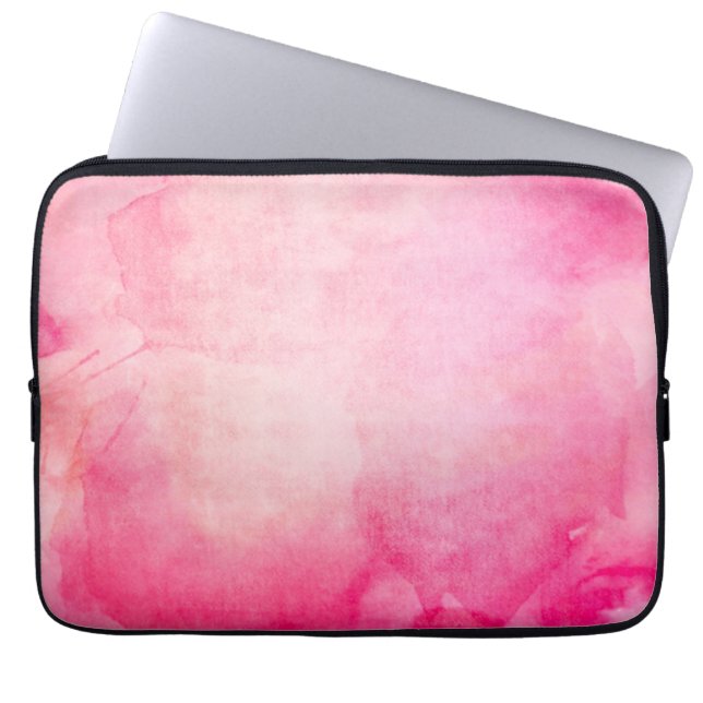 Pink Pastel Waterverf Floral Laptop Sleeve (Voorkant)