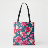 Pink Pastel Waterverf Floral Tote Bag (Voorkant)