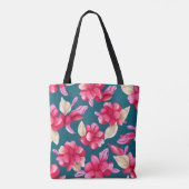Pink Pastel Waterverf Floral Tote Bag (Achterkant)