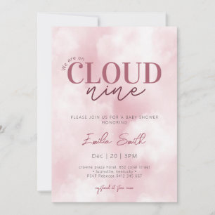 Pink Pastel We zijn op Cloud Nine Baby shower Kaart