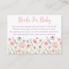 Pink Pastel Wildflower Baby shower Boekaanvraag Informatiekaartje