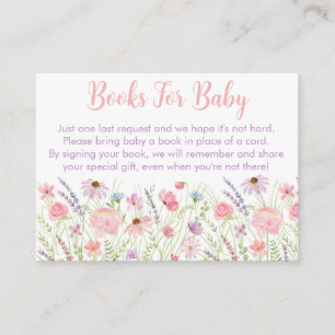 Pink Pastel Wildflower Baby shower Boekaanvraag Informatiekaartje