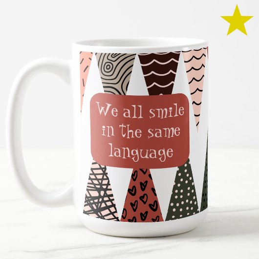 Pink Patchwork Flag Doodle Patterns Love Phrase  Koffiemok