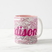 Pink Pattern with Girl's Name Tweekleurige Koffiemok (Voorkant rechts)