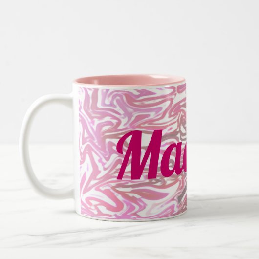 Pink Pattern with Girl's Name Tweekleurige Koffiemok (Links)