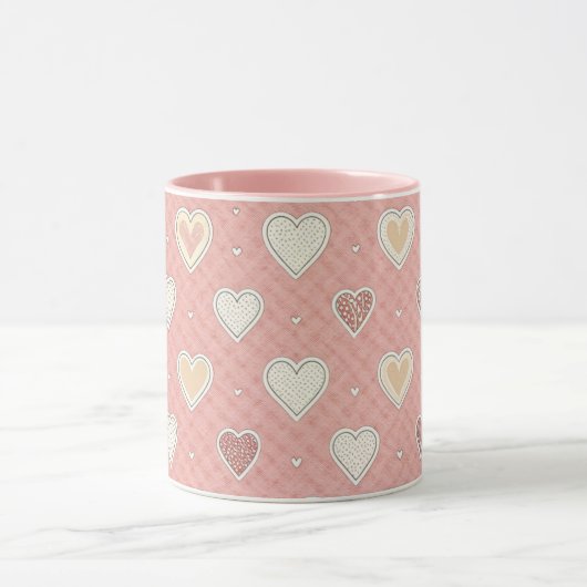 Pink Patterned Hearts Valentijnsdag Mok (Midden)