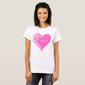 Pink paw paws heart t-shirt for cat lover women (Voorkant volledig)