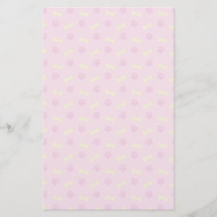 Pink Paw Print Bone Patroon Briefpapier