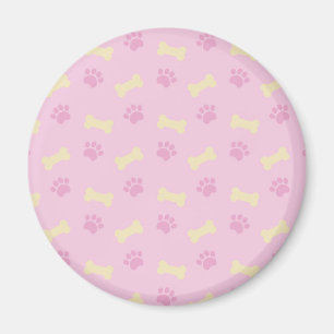 Pink Paw Print Bone Patroon Magneet