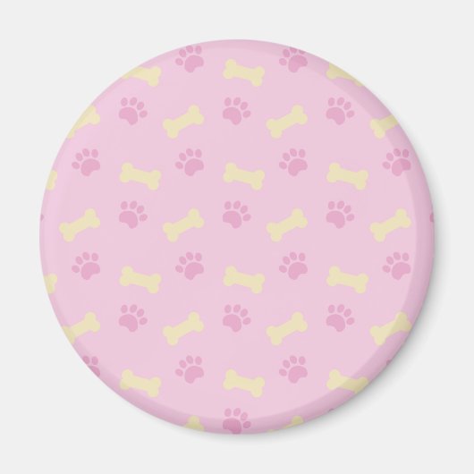 Pink Paw Print Bone Patroon Magneet (Voorkant)