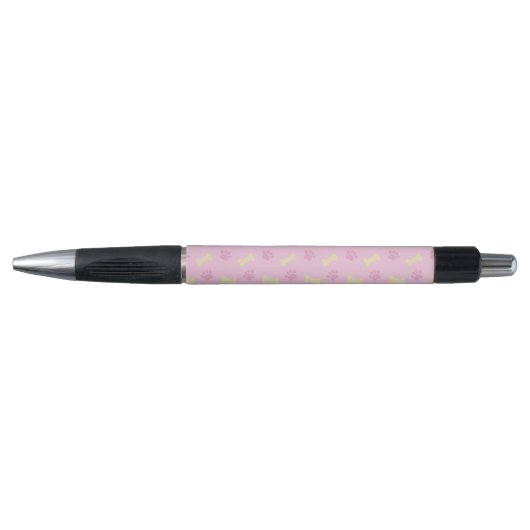 Pink Paw Print Bone Patroon Pen (Voorkant)