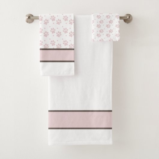 Pink Paw Print – Elegant Neutral Dog Lover Bad Handdoek (Insitu)