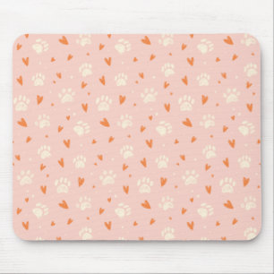 Pink Paw Print Heart Patroon Muismat