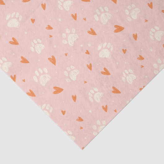 Pink Paw Print Heart Patroon Tissuepapier (Detail)
