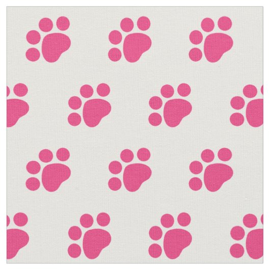 Pink Paw Print Patroon Stof (Close Up)