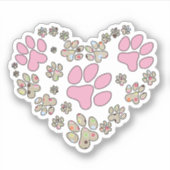 Pink Paw Prints and Polka Dots Sticker (Voorkant)