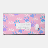 Pink Paw Prints Gepersonaliseerde hondennaam Bureaumat (Keyboard & Muis)
