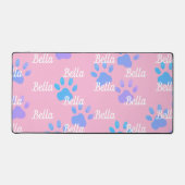 Pink Paw Prints Gepersonaliseerde hondennaam Bureaumat (Voorkant)