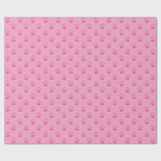 Pink Paw Prints Patroon | Achtergrond Cadeaupapier (Vlak)
