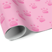 Pink Paw Prints Patroon | Achtergrond Cadeaupapier (Rol Hoek)