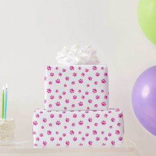 Pink Paw Prints Patroon Cadeaupapier