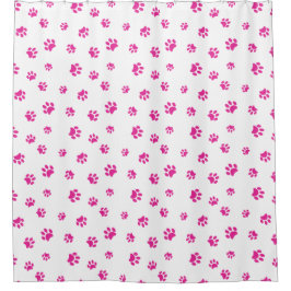 Pink Paw Prints Patroon Douchegordijn
