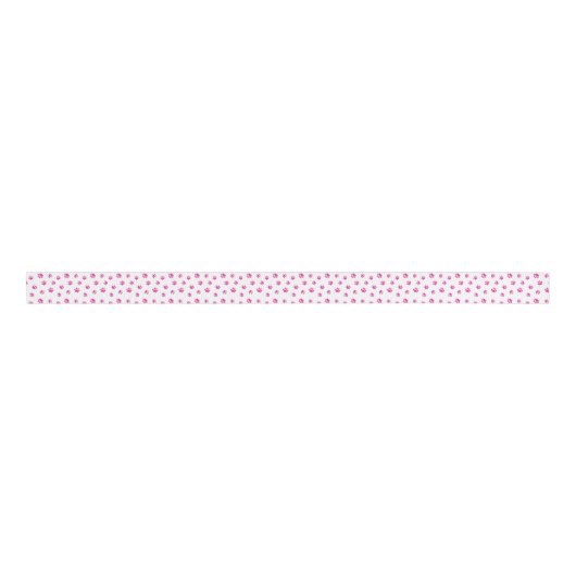 Pink Paw Prints Patroon Grosgrain Lint (Voorkant)