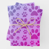 Pink Paw Prints Patroon Inpakpapier Vel (In situ)