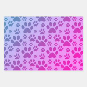 Pink Paw Prints Patroon Inpakpapier Vel