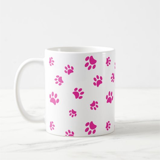 Pink Paw Prints Patroon Koffiemok (Links)