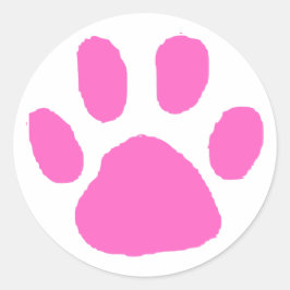 Pink Pawprint (Paw Print) Design Ronde Sticker