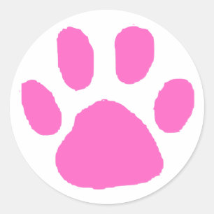 Pink Pawprint (Paw Print) Design Ronde Sticker