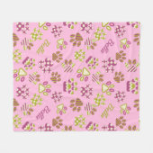 Pink Paws Hond's Fleece Deken (Voorkant (Horizontaal))