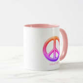 Pink Peace Hot Beverage Mug Custom Name Fun Gift  Mok (Voorkant rechts)