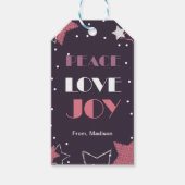 Pink Peace Love Joy Christmas Gift Label Cadeaulabel (Voorkant)