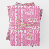 Pink Peace Love Leopard Glitter Inpakpapier Vel (In situ)