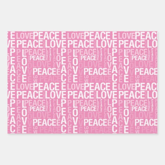 Pink Peace Love Leopard Glitter Inpakpapier Vel (Voorkant)