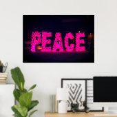 PINK "PEACE" NEON LIGHT SIGN POSTER (Thuiskantoor)