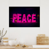 PINK "PEACE" NEON LIGHT SIGN POSTER (Keuken)