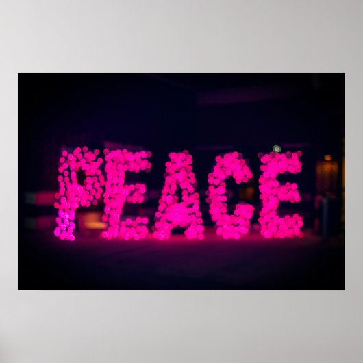 PINK "PEACE" NEON LIGHT SIGN POSTER (Voorkant)